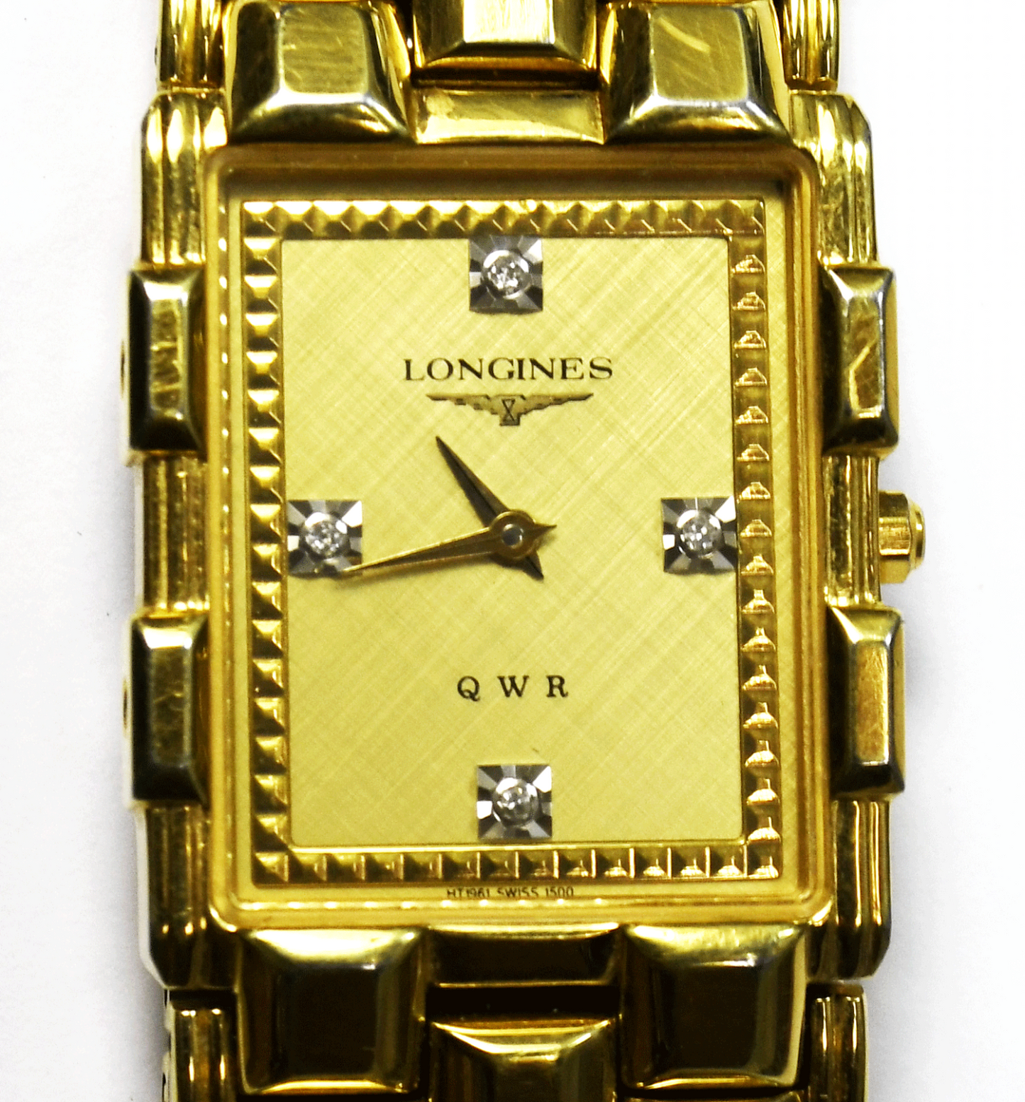 Vintage Longines QWR Dress Watch Rectangle Gold Tone 25mm 7.5