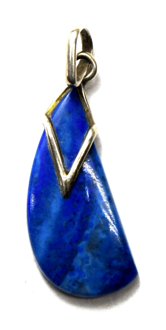 Sterling Silver Blue Sodalite Slice Pendant 40mm x 14mm