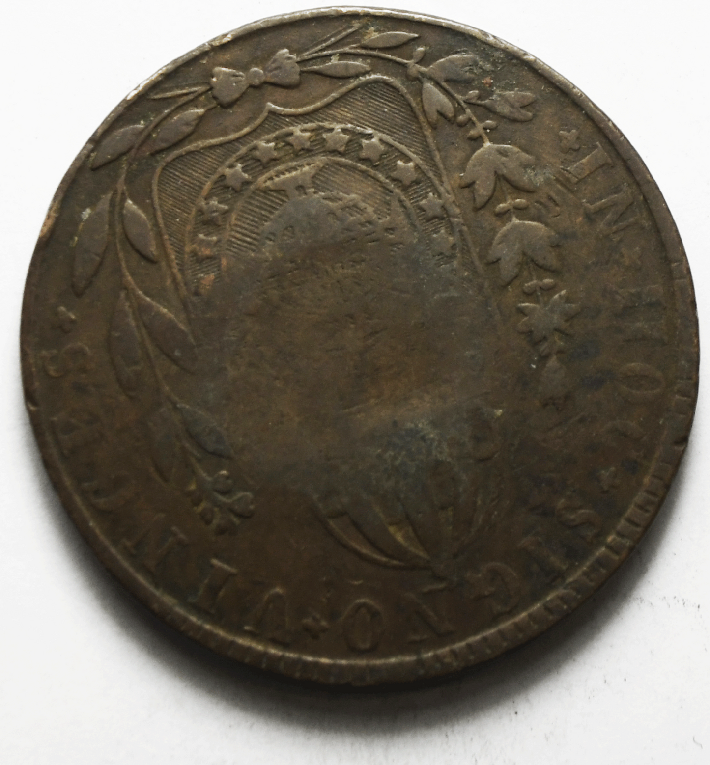 1832 R 40 Reis Counterstamp Brazil Copper Coin