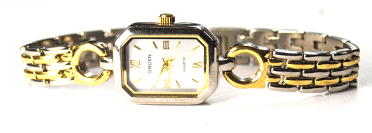 Women's Gruen Quartz Silver Roman Dial Rectangle Wristwatch 17mm GU2097-040