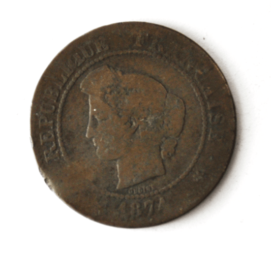 1874 A France 5 Five Centimes KM# 821.1 Bronze Coin