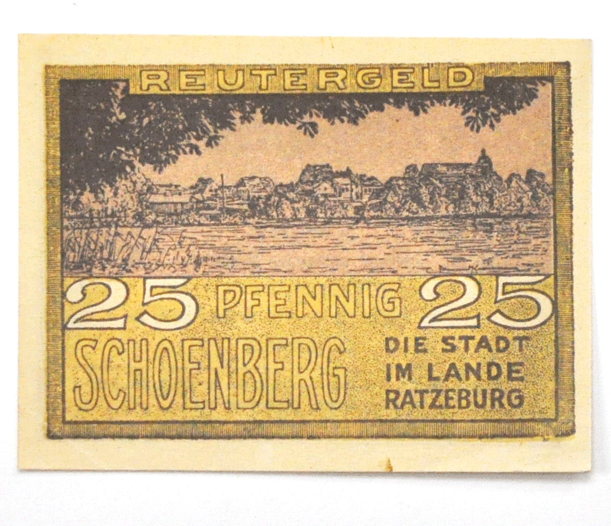 1922 Germany Schoenberg Ratzeburg 25 Pfennig Notgeld Note Uncirculated