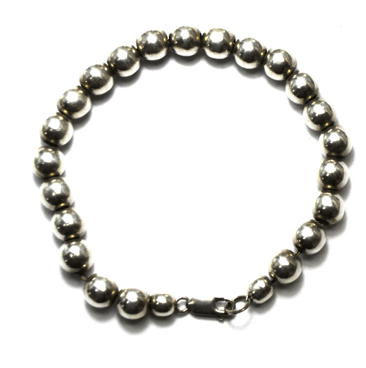 Sterling Silver 8mm Round Bead Bracelet 8" 22g