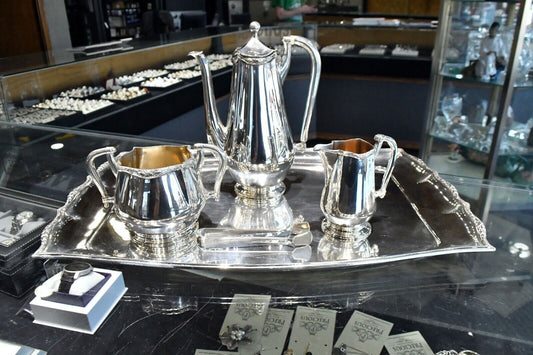 1870 Austrian Vienna Mark .800 Fine Silver Complete Coffee Set w/Tray 53 oz.