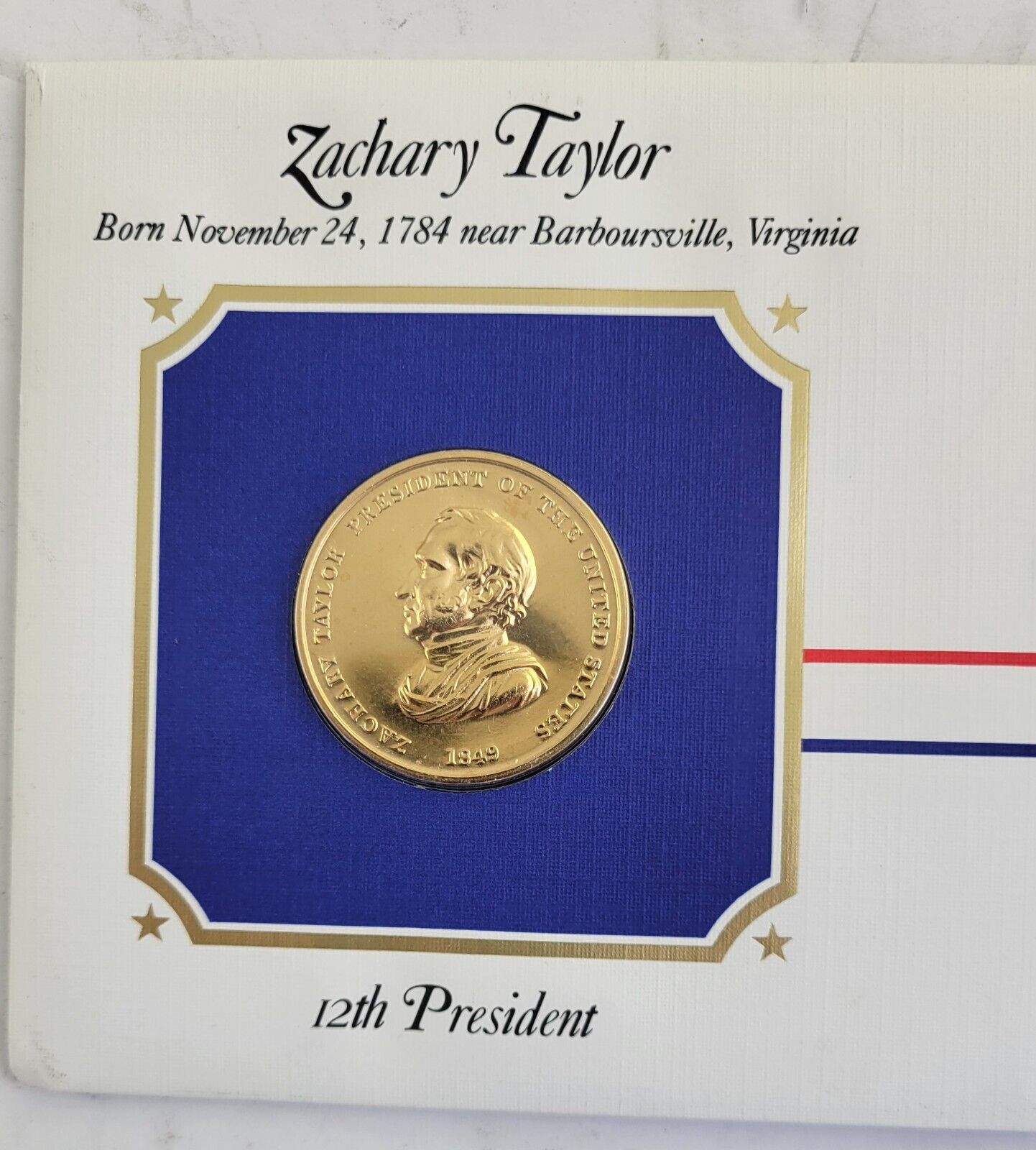 Z Taylor Presidential Covers Medal Postal Commemorative Society Gold Plated