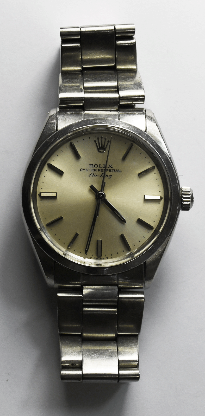 1980 Men's Rolex Air King 5500 34mm Stainless Steel Automatic Wristwatch