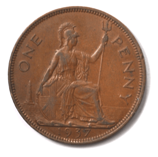 1937 Great Britain Penny Bronze Coin KM# 845