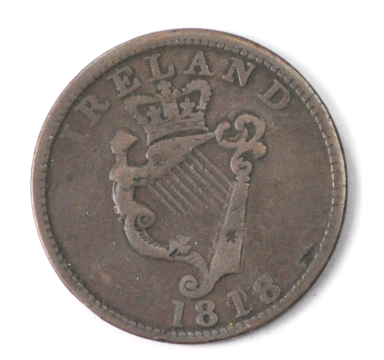 1818 Ireland Penny Token Luke Overdate 33mm 1 over 2