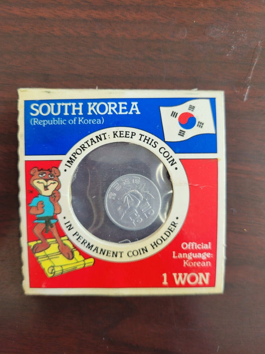 1989 Super Golden Crisp Cereal Box South Korea 1 Won Coins of the World Sealed