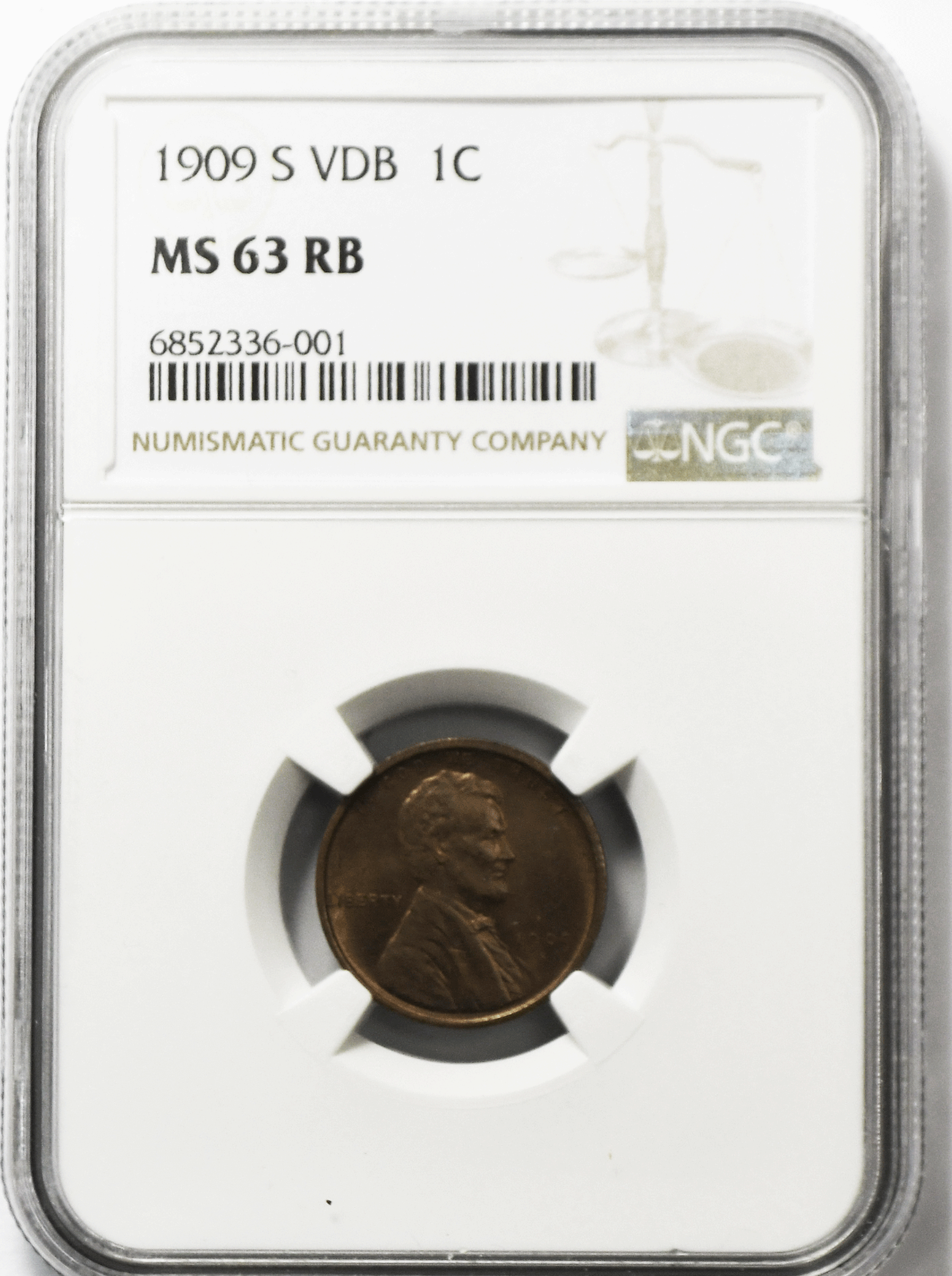 1909 S VDB 1c Lincoln One Cent Wheat Cent NGC  San Francisco MS63 RB