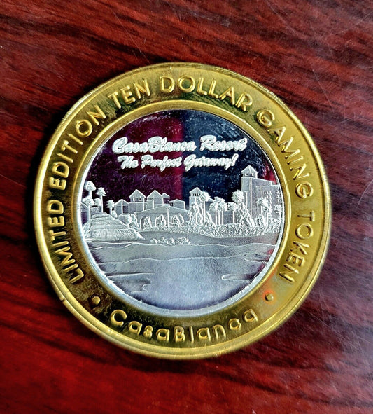 Casa Blanca Casino Resort .999 Fine Silver Ten Dollar Limited Gaming Token