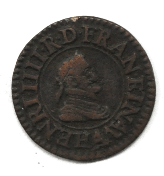 1606 A France Denier Tournois KM# 15 Small Copper Coin