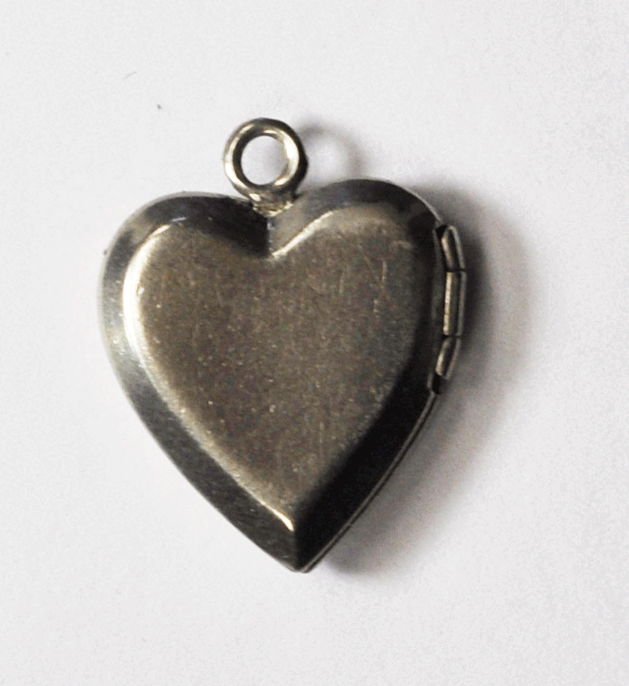 Sterling Puffy Heart Charm Hinged Locket Pendant Engraved Flowers 18mm