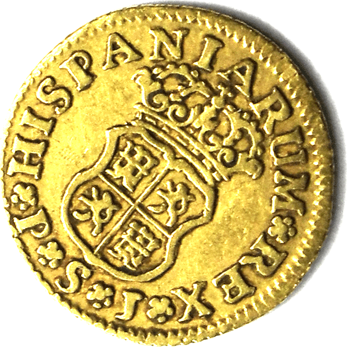 1744 S PJ Spain 1 2 Escudo Gold Coin KM 361.2 Precious Metals