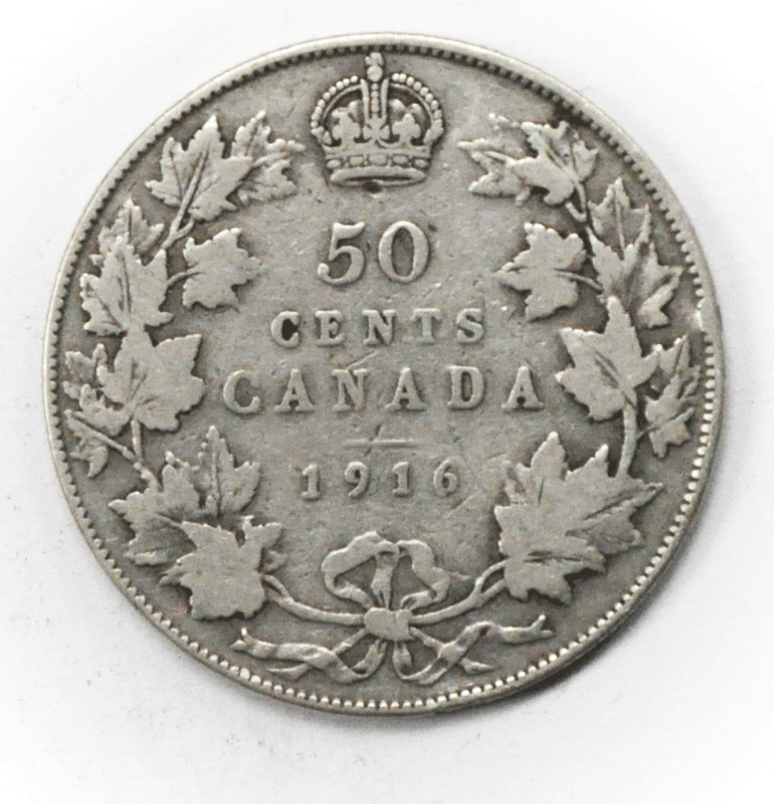 1916 Canada 50 Fifty Cents Silver Coin KM# 25