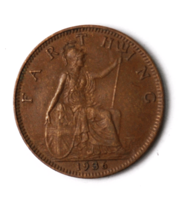 1936 1F Great Britain Farthing Bronze Coin