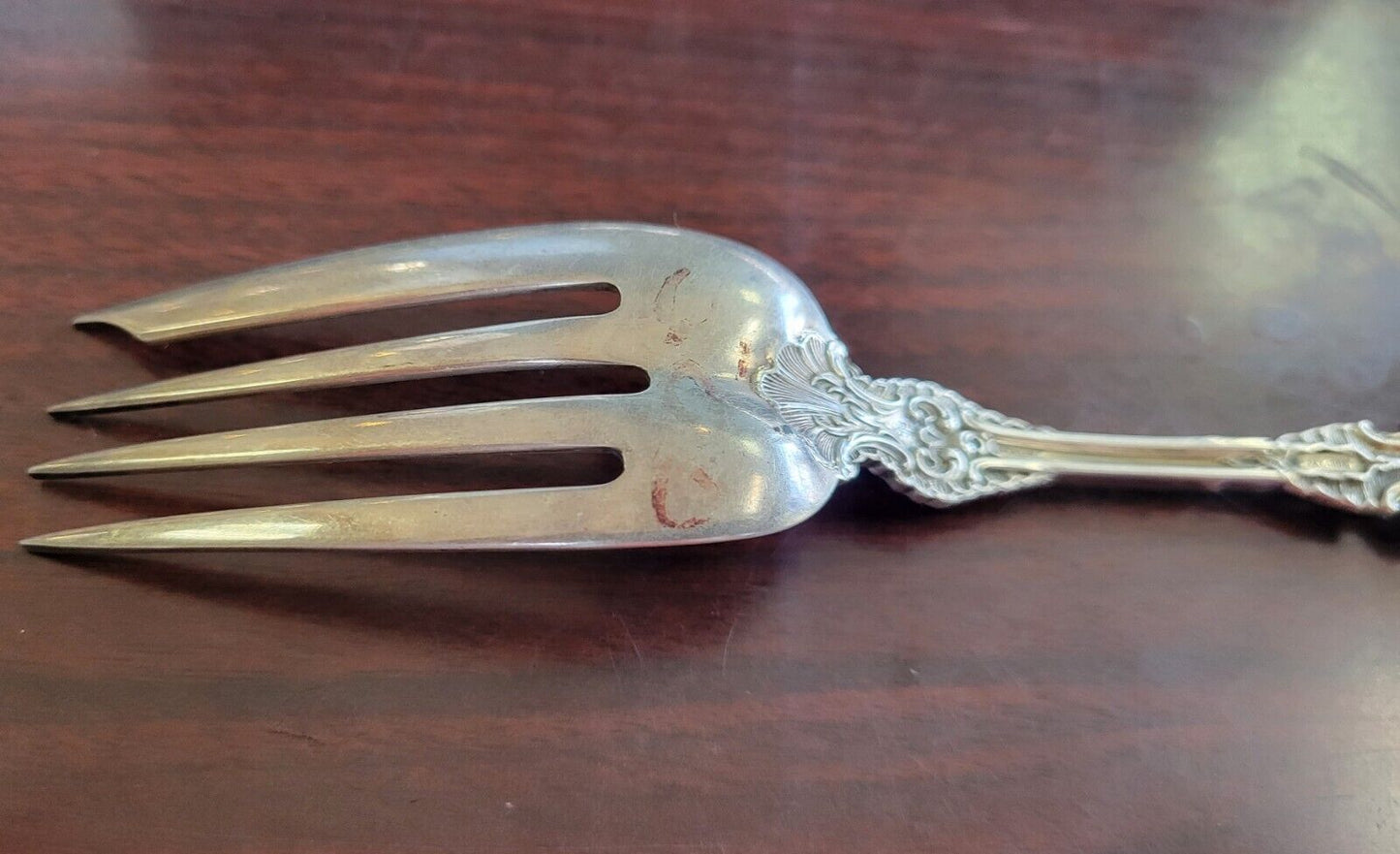 Pompadour By Whiting Sterling 7 1/2" Small Cold Meat Serving Fork 1.88oz