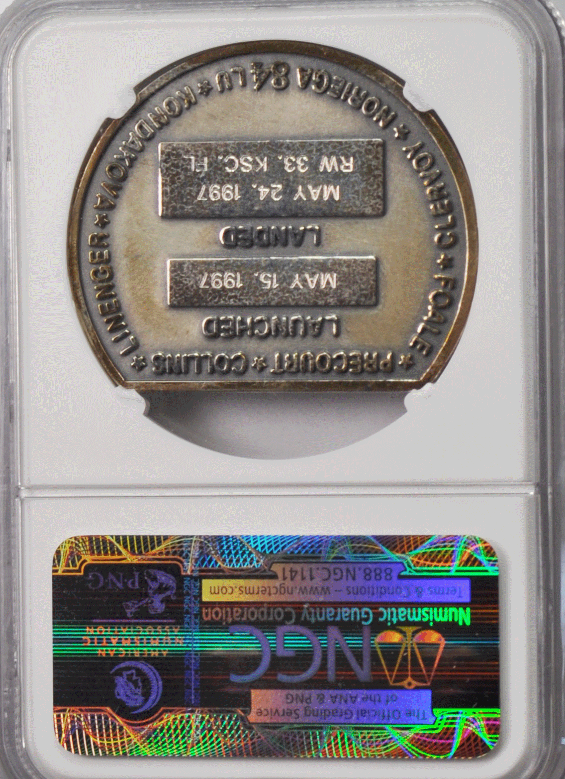 1997 STS-84 Robbins Silver Space Medal Unflown #110 NGC MS64 Discovery