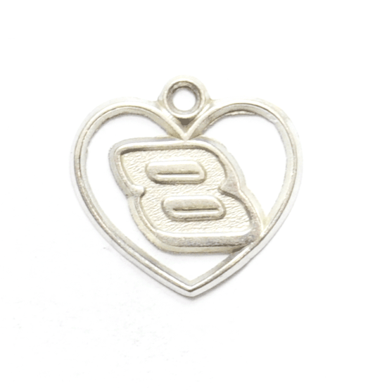 Sterling Silver #8 in Heart LogoArt Cutout Pendant Charm 18mm x 19mm Earnhardt