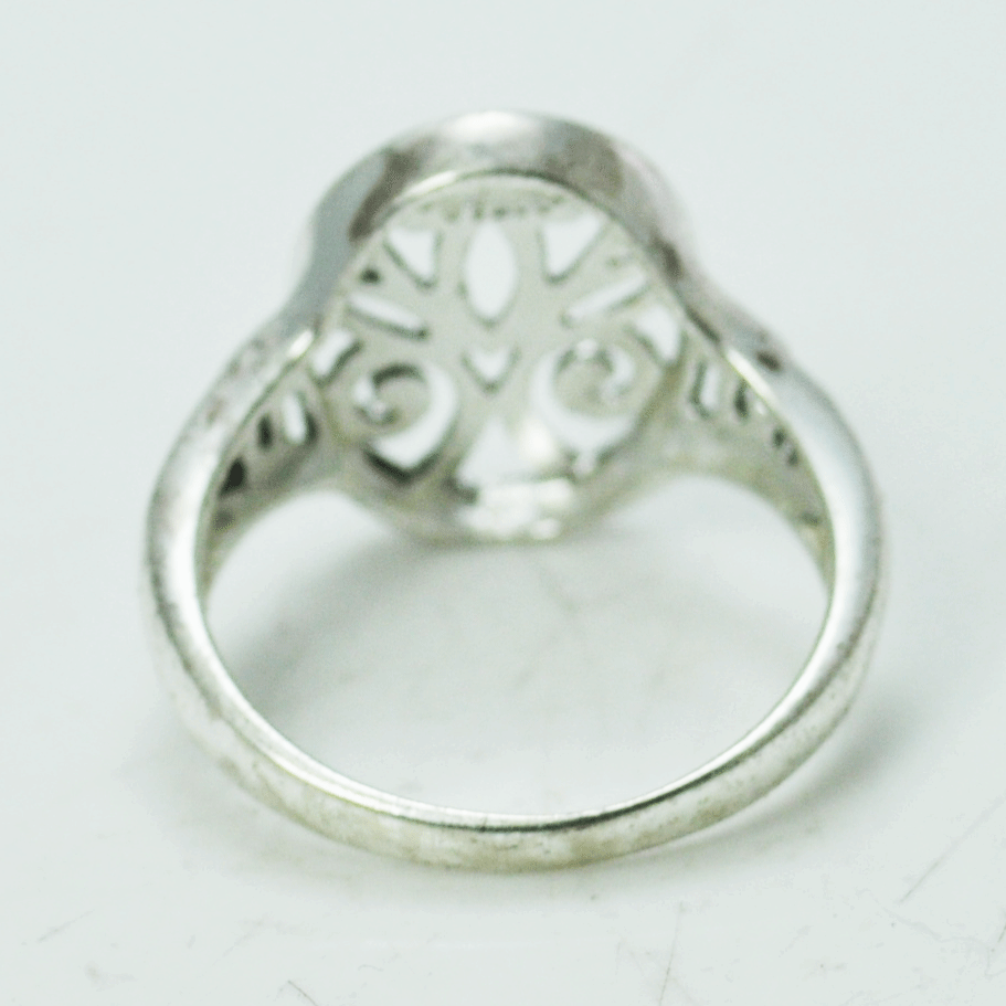 Sterling Silver Ankh Scroll Angel in Heart Tree Cut Out Oval Ring 17mm Size 8