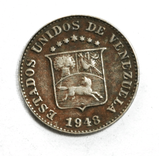 1948 Venezuela 5 Five Centimos Y# 29a Copper Nickel Coin