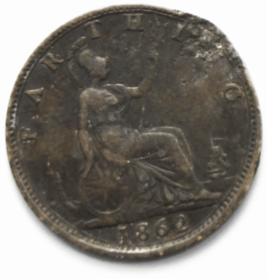 1862 1F Great Britain Farthing Bronze Coin