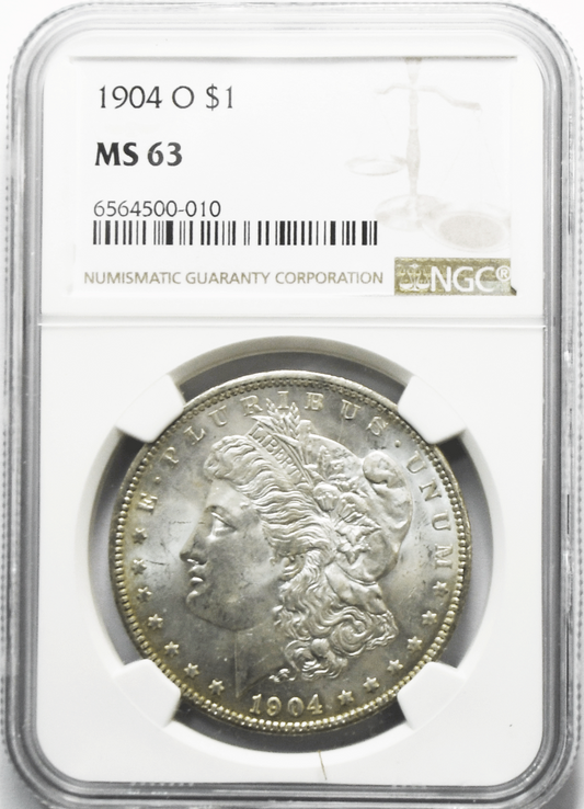 1904 O $1 Morgan Silver One Dollar MS63 NGC Lamination Error Reverse