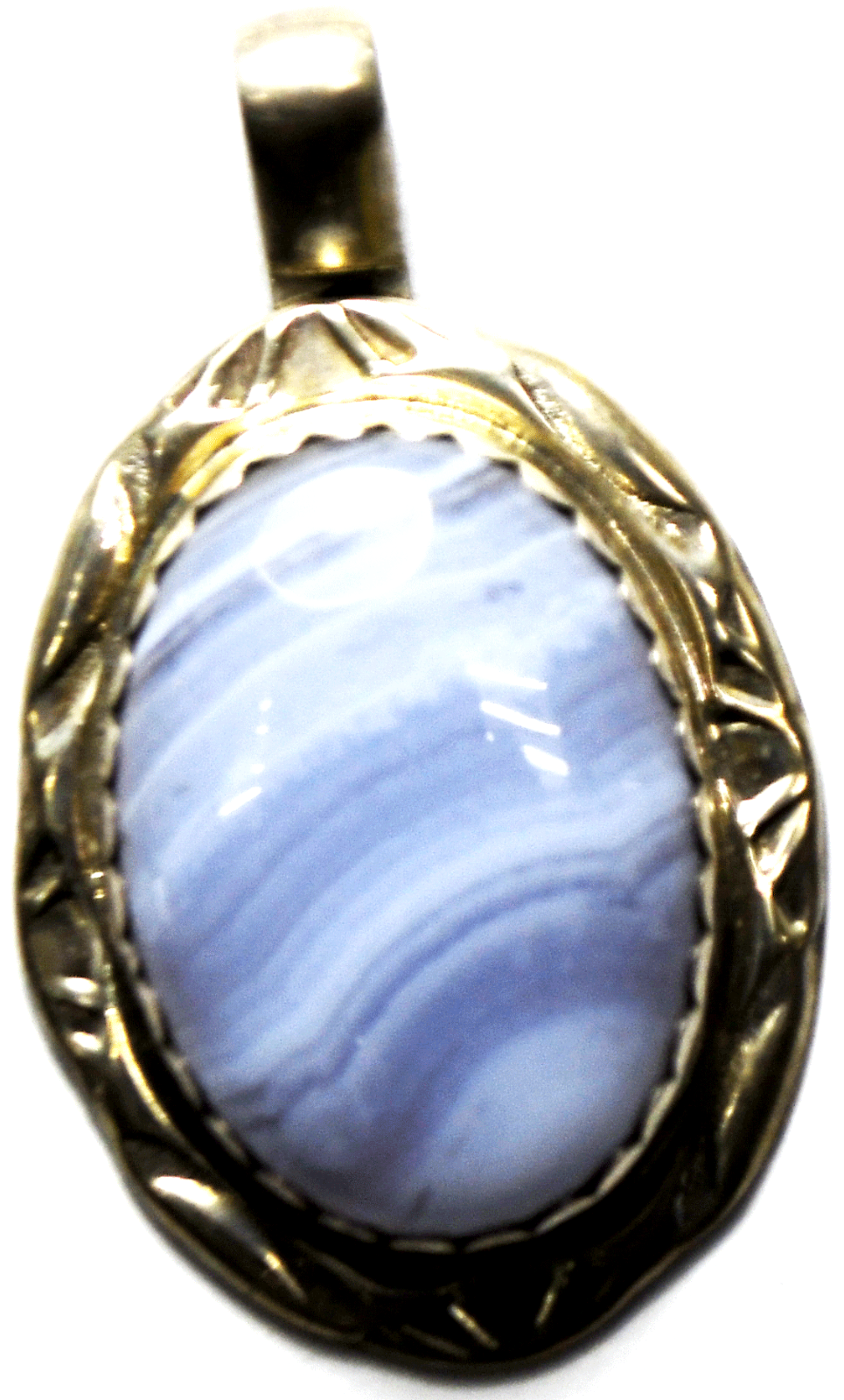 Sterling HT Herbert Tsosie Oval Lace Agate Pendant 41mm x 25mm