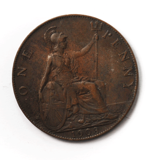 1908 Great Britain Penny Bronze Coin KM# 794.2