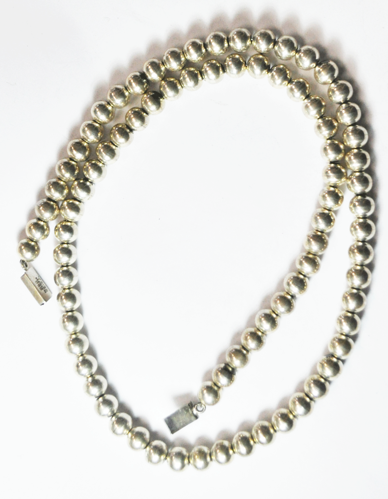 Sterling Silver Mexico TD-29 10mm Round Bead Necklace 115g  29-3/4"