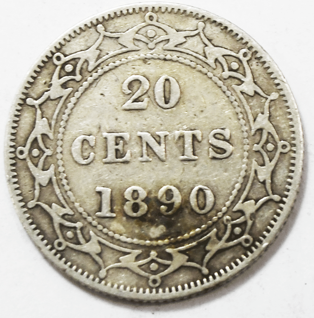 1890 Canada Newfoundland 20 Cents Silver Coin KM# 4 Low Mintage