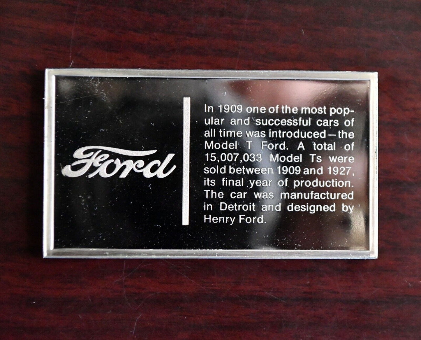 1909 Ford Centennial Car Ingot Collection 1000 Grain Sterling Franklin Mint