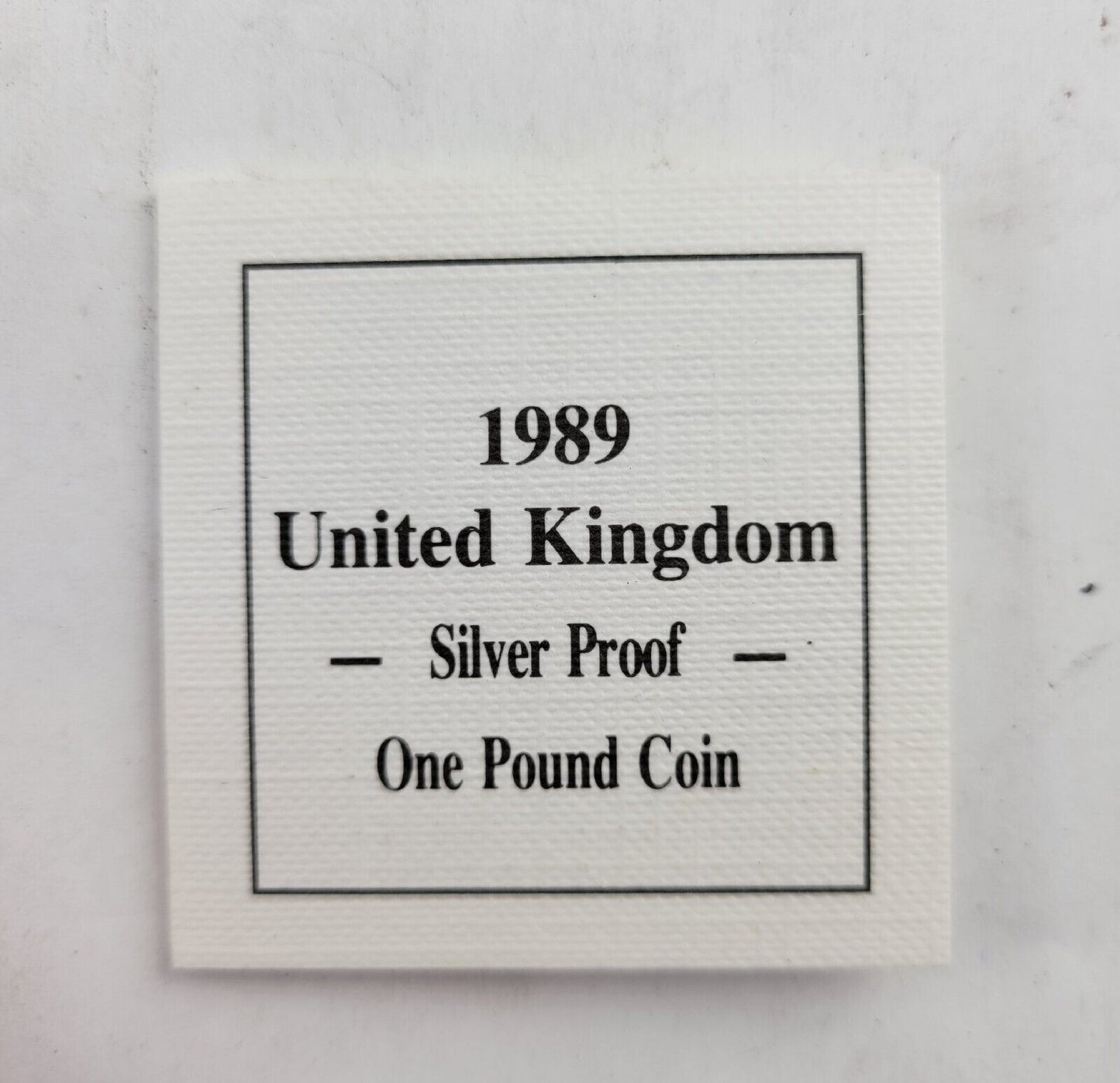 1989 UK Great Britain Royal Mint Silver Proof One Pound Coin