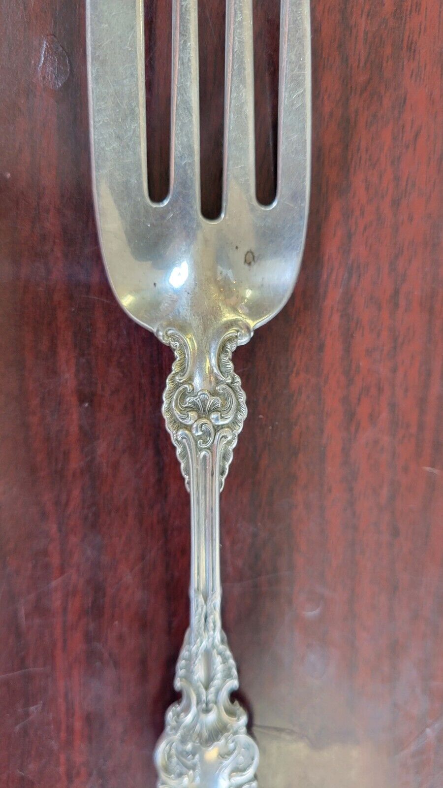 Pompadour By Whiting Sterling 7 1/2" Small Cold Meat Serving Fork 1.88oz