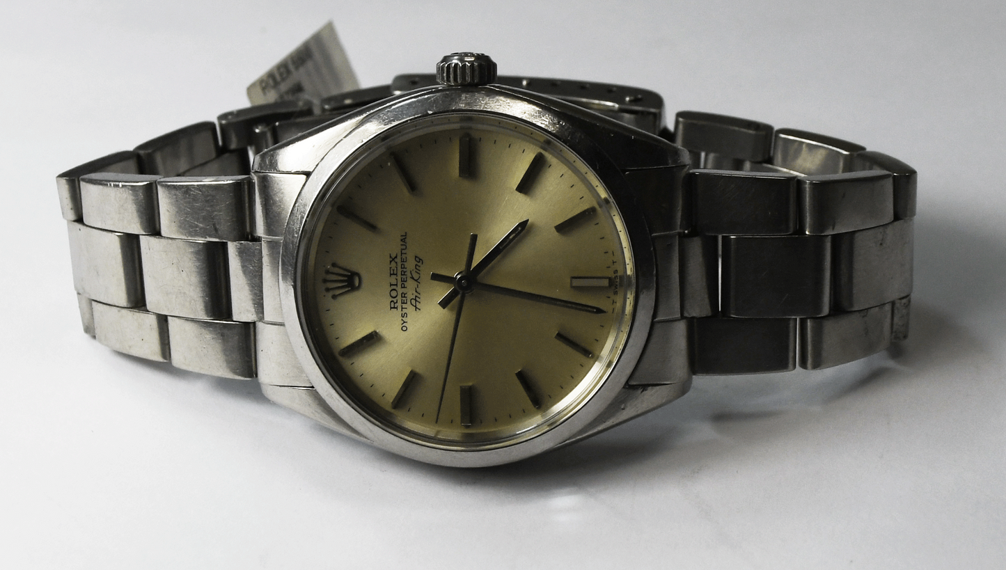 1980 Men's Rolex Air King 5500 34mm Stainless Steel Automatic Wristwatch