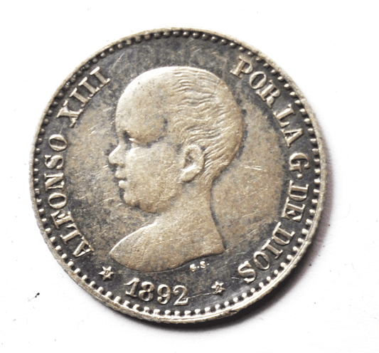 1892 92 PG-M Spain 50 Centimos Silver Coin Fifty KM# 690