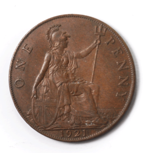 1921 Great Britain Penny Bronze Coin KM# 810