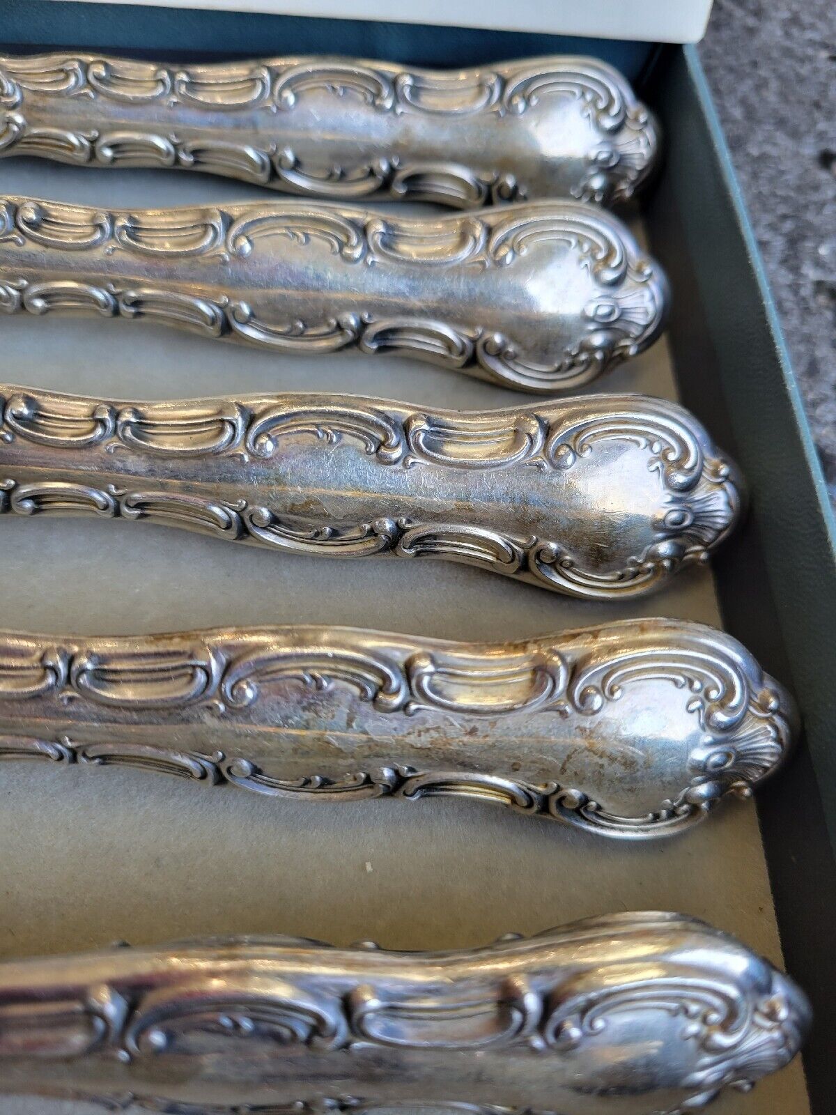 6pc Strasbourg by Gorham Sterling Silver 9 1/2" Steak Knife Set Boxed