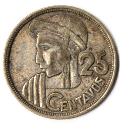 1954 25c Guatemala 25 Centavos Silver Coin KM# 258 Low Mintage