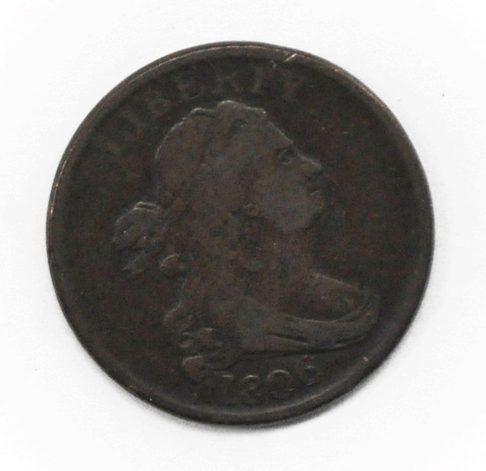 1806 1/2c Half Cent Draped Bust US Coin No Stems