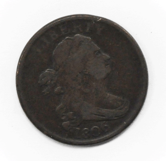 1806 1/2c Half Cent Draped Bust US Coin No Stems