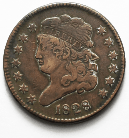 1828 1/2c Classic Head Half Cent US Coin Rare Philadelphia 13 Stars