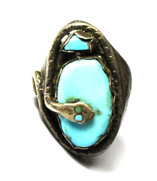 Sterling Silver A Yatsattie Turquoise Snake Ring 35mm Size 10