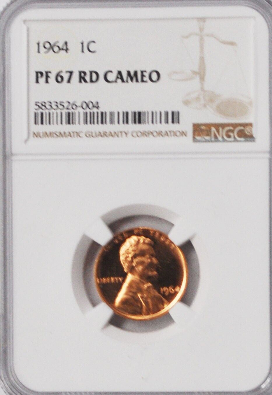 1964 1c Proof Lincoln Memorial Cent One Penny NGC PF67 RD Cameo Gem Unc