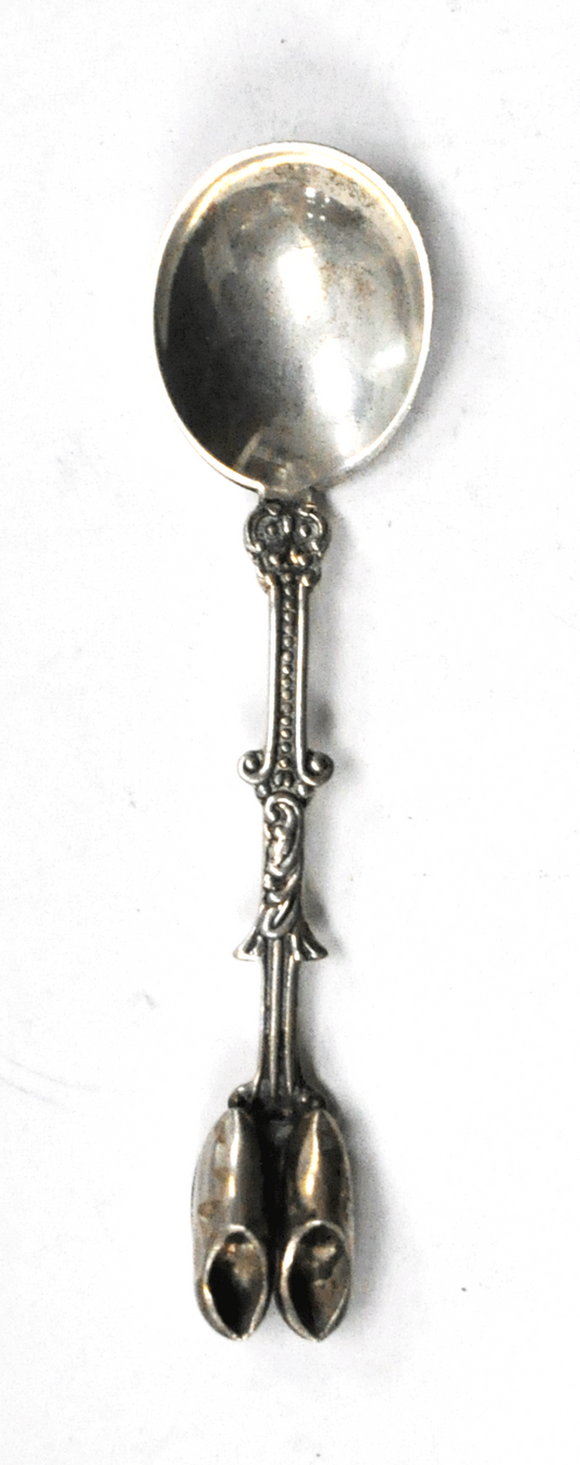 Sterling Silver AL Shoe Pair Handle Salt Spoon 3"