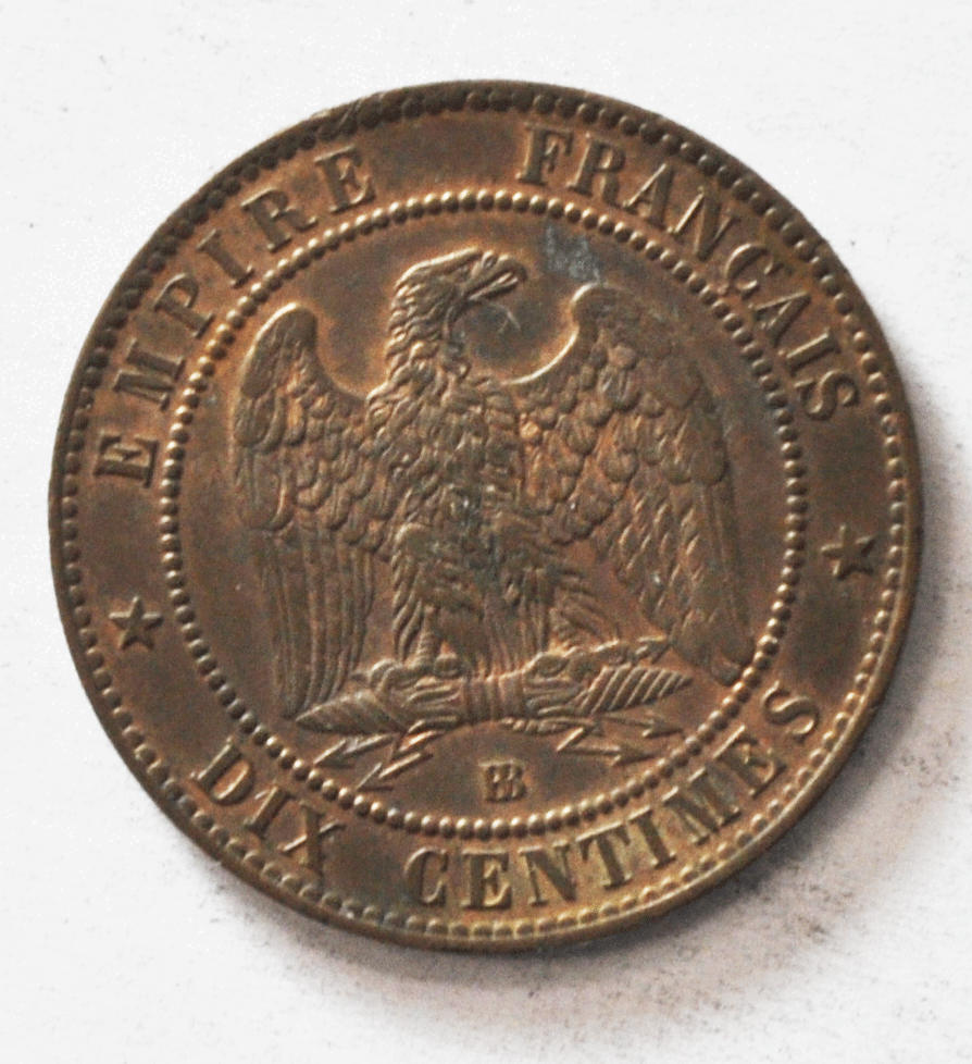 1861 BB France 5 Five Centimes Bronze Coin KM# 797.2