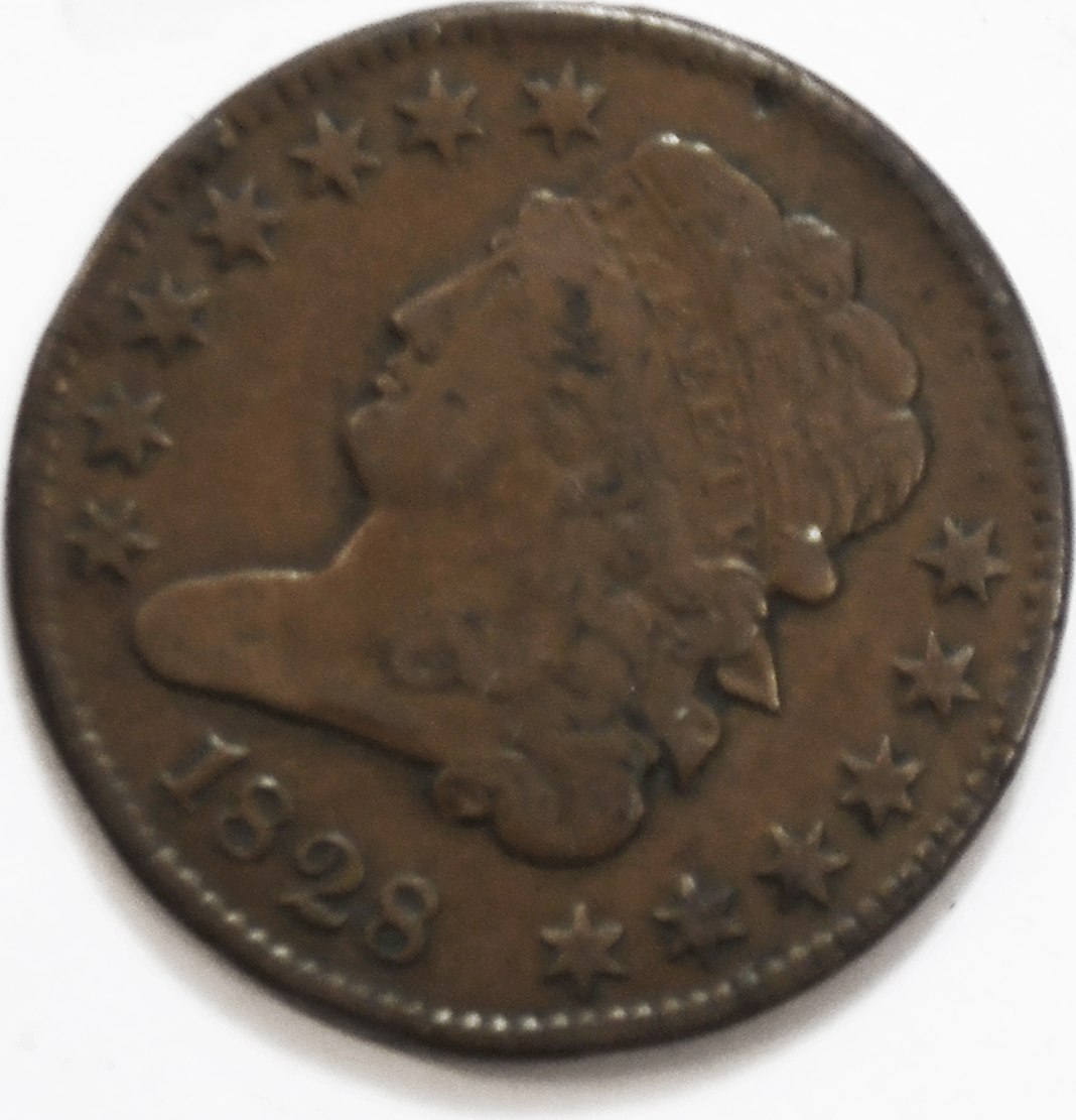 1828 1/2c Classic Head Half Cent US Coin Rare Philadelphia 13 Stars