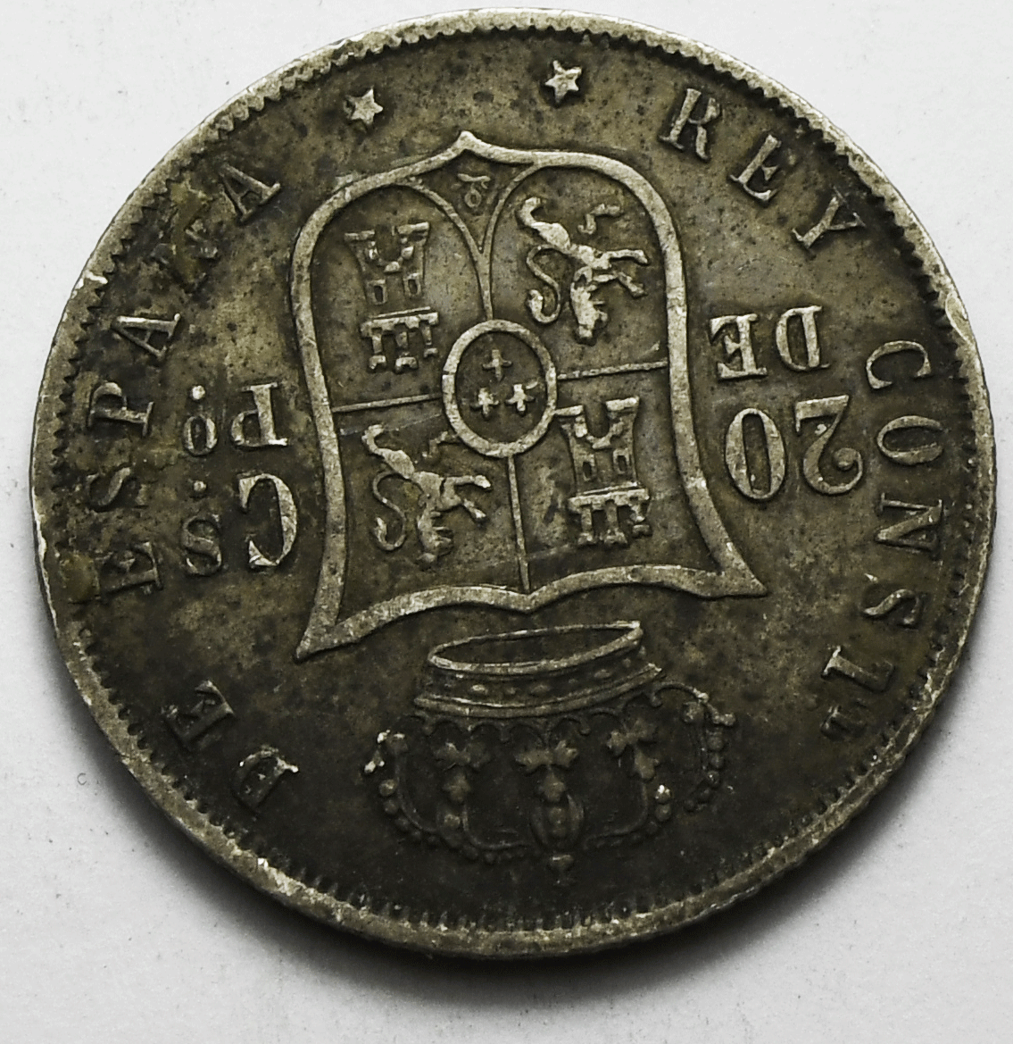 1883 Philippines 20 Twenty  Centimos Silver Coin KM# 149