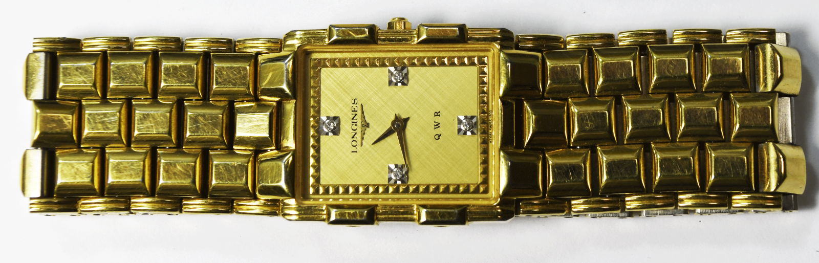 Vintage Longines QWR Dress Watch Rectangle Gold Tone 25mm 7.5