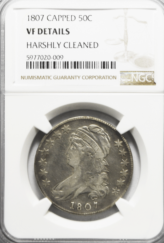 1807 50c Draped Bust Silver Half Dollar NGC VF Large Stars 50/20